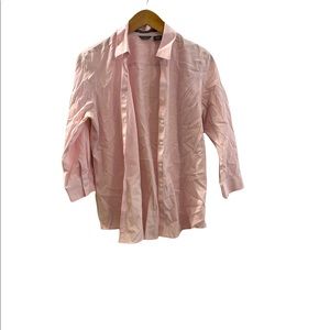 Light pink with blue striped shirt